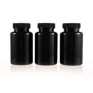 225cc Black PET Plastic Packer Bottle (F3021P0225) with Black Screw Cap