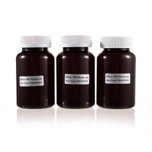 225cc Amber PET Plastic Packer Bottle (F1001P0225) with White Screw Cap