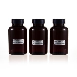 300cc Amber PET Plastic Packer Bottle (F1001P0300) with Black Cap