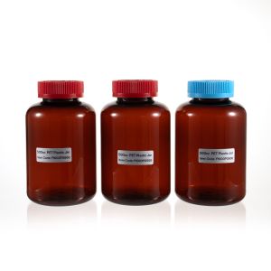500cc Amber PET Plastic Packer Bottle (F1003P0500) with Colorful Child-Resistant Plastic Cap