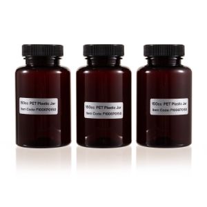 150cc Amber PET Plastic Packer Bottle (F1006P0150) with Amber Screw Cap