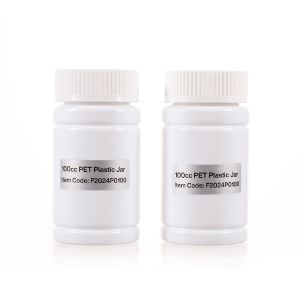 100cc White PET Plastic Packer Bottle (F2024P0100) with White Child-Resistant Plastic Cap