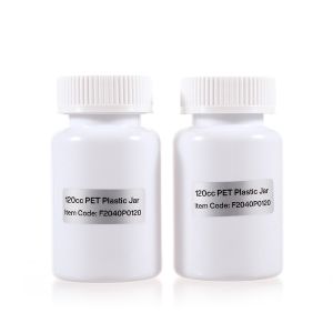 120cc White PET Plastic Packer Bottle (F2040P0120) with White Child-Resistant Plastic Cap