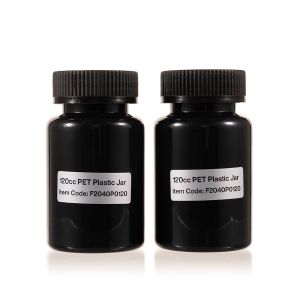 120cc Black PET Plastic Packer Bottle (F2040P0120) with Black Child-Resistant Plastic Cap