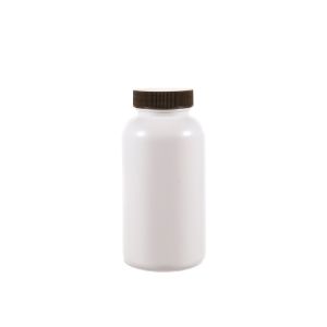 200cc Opaque White Plastic Packer Bottle (F2051H0200) with Black Plastic Cap 