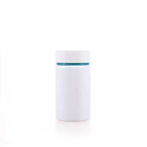 120cc White PET Plastic Packer Bottle (F2061P0120) with Blue and White Double Shell Cap