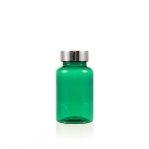 150cc Green PET Plastic Packer Bottle (F2074P0150) with Electroplated Silver Plastic Cap