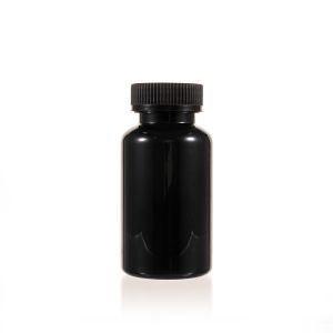200cc Black PET Plastic Packer Bottle (F2128P0200) with Black Child-Resistant Plastic Cap