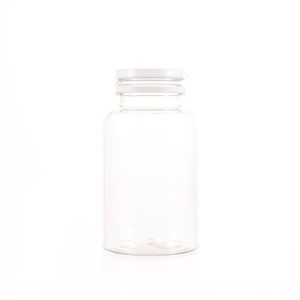 250cc Clear PET Plastic Packer Bottle (F2144P0250) with White Tear-Off Plastic Cap