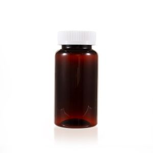 250cc Amber PET Plastic Packer Bottle (F2146P0250) with White Child-Resistant Plastic Cap