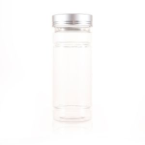 280cc Clear PET Plastic Packer Bottle (F2148P0280) with Electroplated Silver Plastic Cap (Hot Stamped Double Lines on the Side)