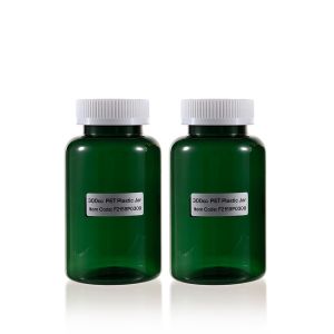 300cc Green PET Plastic Packer Bottle (F2159P0300) with White Child-Resistant Plastic Cap