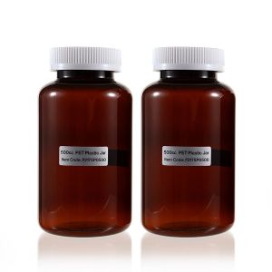 500cc Amber PET Plastic Packer Bottle (F2175P0500) with White Screw Plastic Cap