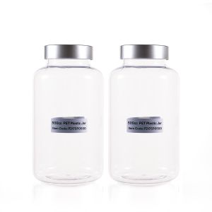 500cc Clear PET Plastic Packer Bottle (F2175P0500) with Electroplated Silver Cap