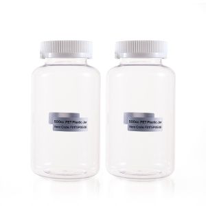 500cc Clear PET Plastic Packer Bottle (F2175P0500) with White Screw Plastic Cap