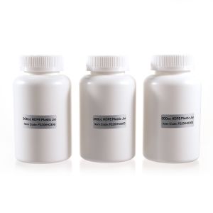 300cc Opaque White Plastic Packer Bottle (F2201H0300) with White Child-Resistant Plastic Cap 