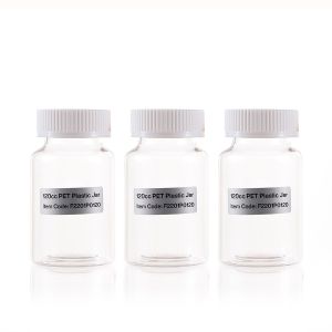 120cc Clear PET Plastic Packer Bottle (F2201P0120) with White Child-Resistant Plastic Cap