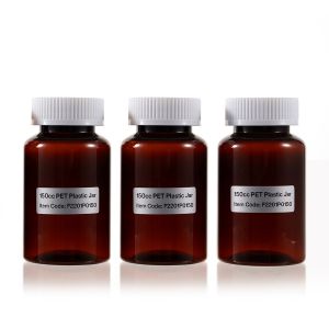 150cc Amber PET Plastic Packer Bottle (F2201P0150) with White Child-Resistant Plastic Cap