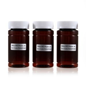 168cc Amber PET Plastic Packer Bottle (F2202P0168) with White Child-Resistant Plastic Cap