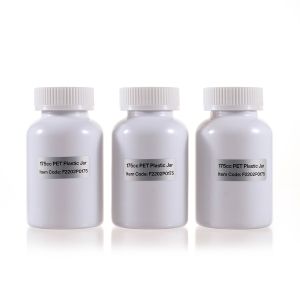 175cc Opaque White PET Plastic Packer Bottle (F2202P0175) with White Child-Resistant Plastic Cap