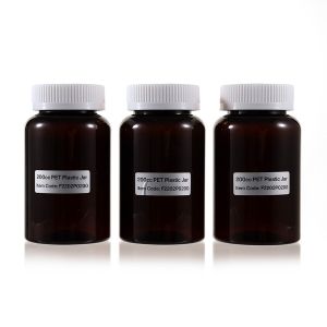 200cc Amber PET Plastic Packer Bottle (F2202P0200) with White Child-Resistant Plastic Cap