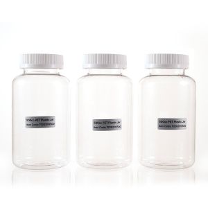 500cc Clear PET Plastic Packer Bottle (F2202P0500) with White Child-Resistant Plastic Cap