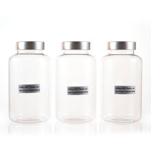 500cc Clear PET Plastic Packer Bottle (F2202P0500) with Electroplated Silver Cap