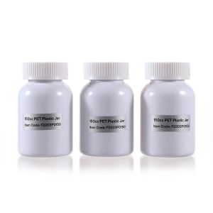 150cc Opaque White PET Plastic Packer Bottle (F2203P0150) with White Child-Resistant Plastic Cap