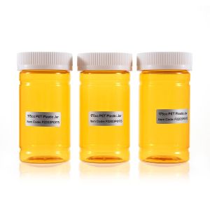 175cc Yellow PET Plastic Packer Bottle (F2203P0175) with White Child-Resistant Plastic Cap