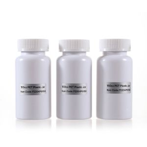 150cc Opaque White PET Plastic Packer Bottle (F2204P0150) with White Child-Resistant Plastic Cap