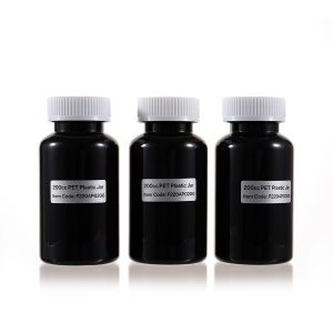 200cc Black PET Plastic Packer Bottle (F2204P0200) with White Child-Resistant Plastic Cap