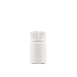 20cc Opaque White Plastic Bottle (F3302H0020) with White Ribbed Plain Plastic Cap 