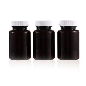 120cc Amber PET Plastic Packer Bottle (F3001P0120) with White Screw Cap