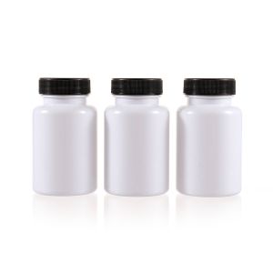 120cc White PET Plastic Packer Bottle (F3001P0120) with Black Screw Cap