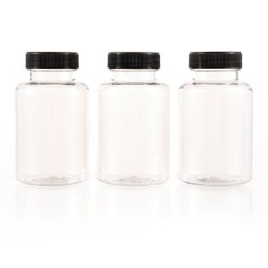 175cc Clear PET Plastic Packer Bottle (F3002P0175) with Black Screw Cap