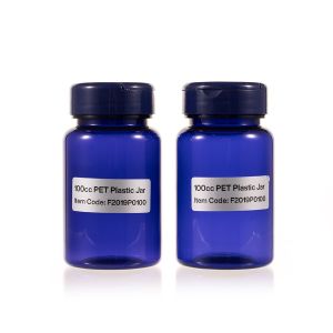 100cc Blue PET Plastic Packer Bottle (F2019P0100) with Blue Flip-Top Cap