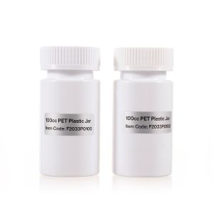 100cc White PET Plastic Packer Bottle (F2033P0100) with White Child-Resistant Plastic Cap