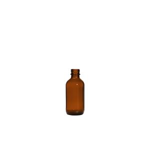 2 oz Amber Boston Round Glass Bottle G.P.I 20/400 Neck Finish