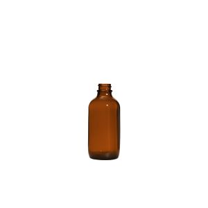 4 oz Amber Boston Round Glass Bottle G.P.I 22/400 Neck Finish