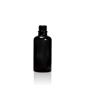 50 mL USP Type III Black Glass Dropper Bottle with DIN 18 Neck Finish