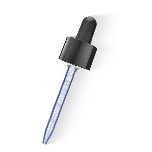 18/400 Smooth-Sided Glossy Black Child-Resistant Dropper with 62.8mm Long Graduated Plastic Pipette (A18400CR01)