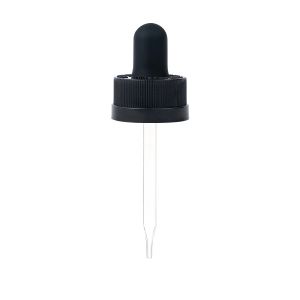 18/400 Ribbed-Style Black Child-Resistant Dropper with Straight-Tipped Glass Pipette (A18400CR02)