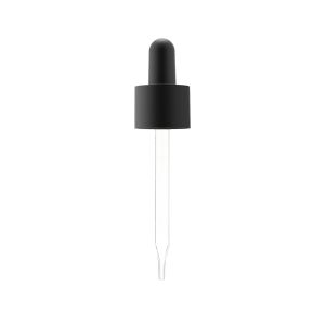 18/415 Smooth-Sided Matte Black Child-Resistant Dropper with Straight-Tipped Glass Pipette (A18415CR01GP-2)