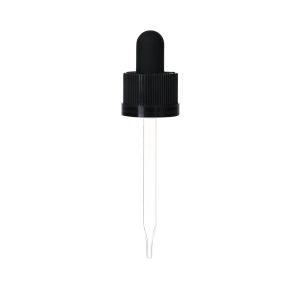 18/415 Black Child-Resistant Dropper with Straight-Tipped Glass Pipette (A18415CR02)