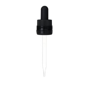 18/415 Black Child-Resistant and Tamper Evident Dropper with Straight-Tipped Glass Pipette (A18415CT02)