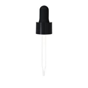 18/415 Glossy Black Dropper with Straight-Tipped Glass Pipette (A18415DR03)