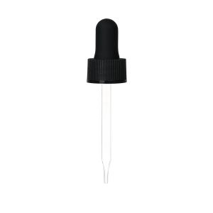 18/415 Ribbed-Style Black Dropper with Straight-Tipped Glass Pipette (A18415DR04)