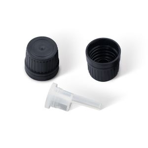 18/415 Black Tamper-Evident Plastic Cap with Inner Plug (A18415TC01)