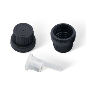 18/415 Black Tamper-Evident Plastic Cap with Inner Plug (A18415TC02)
