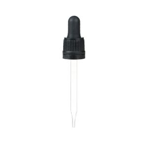18/415 Black Tamper Evident Dropper with Straight-Tipped Glass Pipette (A18415TE01)